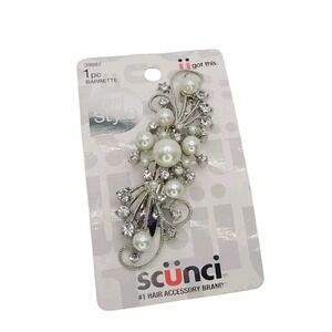 New Scunci Real Style Fashion Hair Barrette, Pearl Studded, 39987-A #2